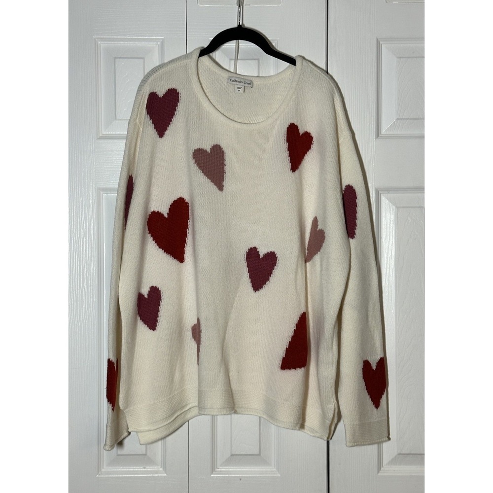 Chico's Women's Valentine Heart Pull Over Sweater Black Multi Sz 3X